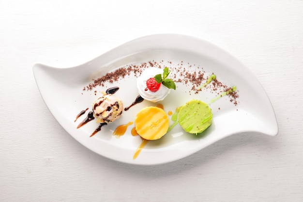 Plated dessert with garnish